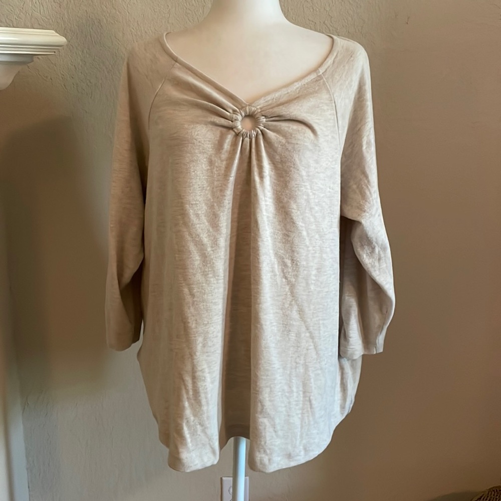 Soft Surroundings - long sleeve pullover with peephole neckline, size 2X